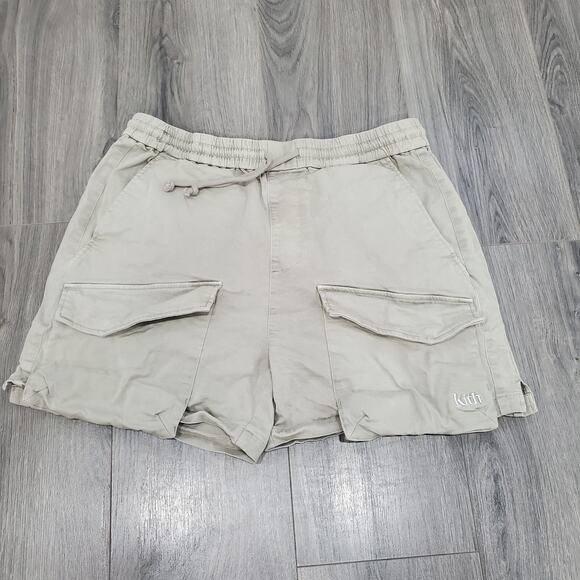 KITH Cargo Shorts Men Large Khaki Pull On Drawstring Canvas Beach